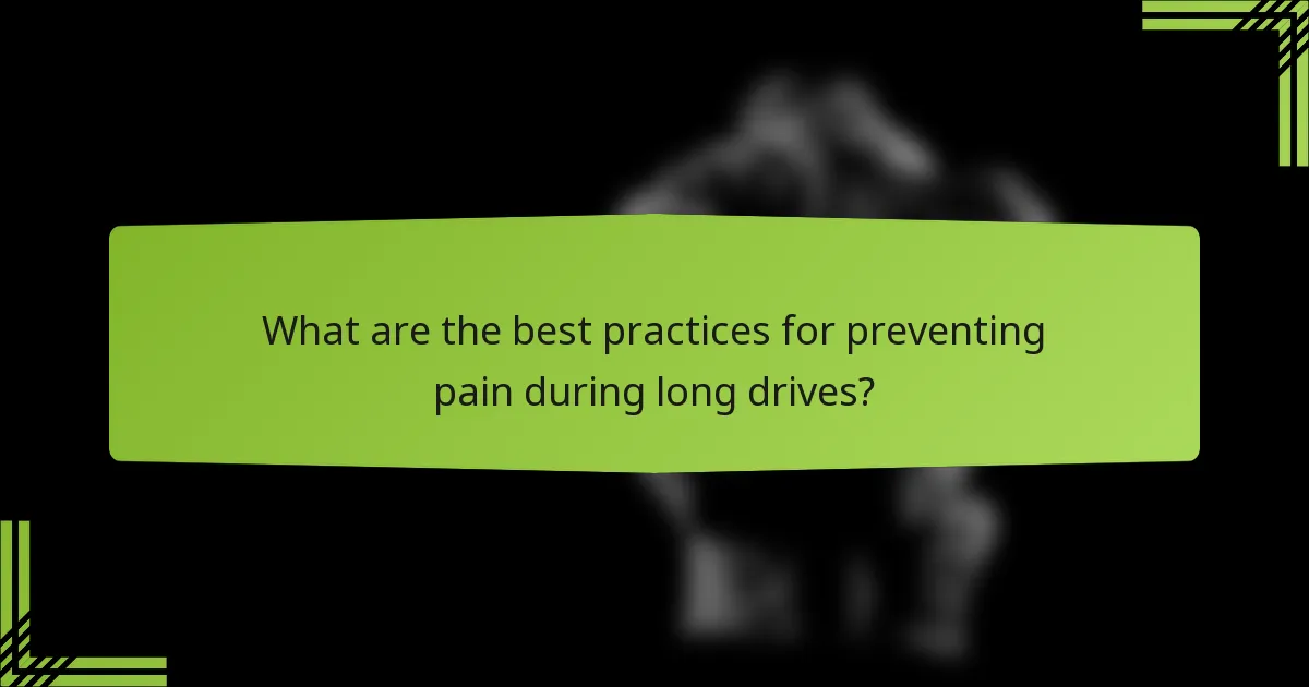 What are the best practices for preventing pain during long drives?