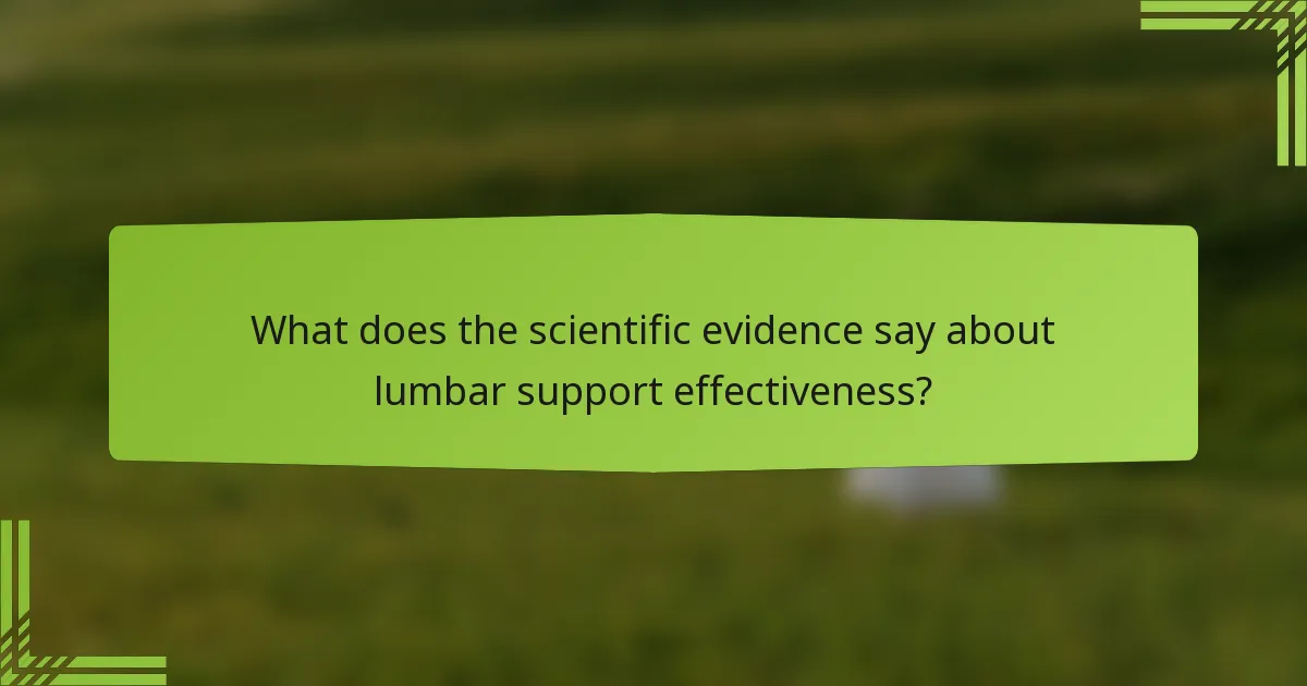 What does the scientific evidence say about lumbar support effectiveness?